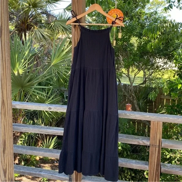 Anine Bing Agnes Black Tie Shoulder Cotton Maxi
Dress Small - Picture 5 of 11